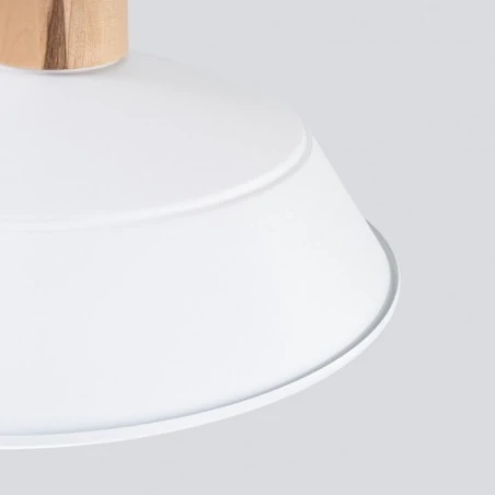 Lampy-sufitowe - lampa wisząca biało-drewniana skandynawska fano biała sollux sl.1321 