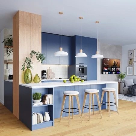 Lampy-sufitowe - lampa wisząca biało-drewniana skandynawska fano biała sollux sl.1321 