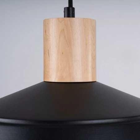 Lampy-sufitowe - lampa wisząca czarna z drewnianą wstawką fano czarna sollux sl.1322 