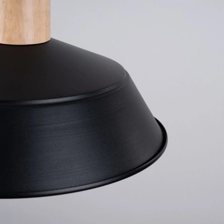 Lampy-sufitowe - lampa wisząca czarna z drewnianą wstawką fano czarna sollux sl.1322 