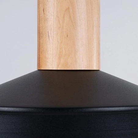 Lampy-sufitowe - lampa wisząca czarna z drewnianą wstawką fano czarna sollux sl.1322 