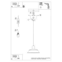 Lampy-sufitowe - lampa wisząca czarna z drewnianą wstawką fano czarna sollux sl.1322 