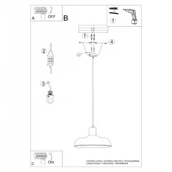 Lampy-sufitowe - lampa wisząca indy czarna sollux sl.1324 