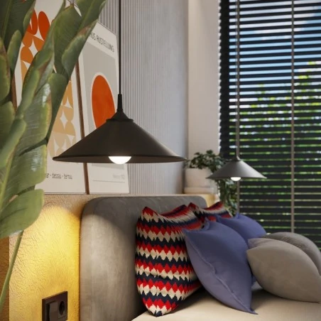 Lampy-sufitowe - lampa wisząca prosta czarna e27 zuma czarna sollux sl.1326 