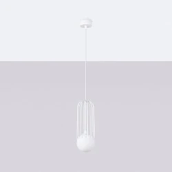 Lampy-sufitowe - lampa wisząca biała kula industrialna brina 1 sollux sl.1331 