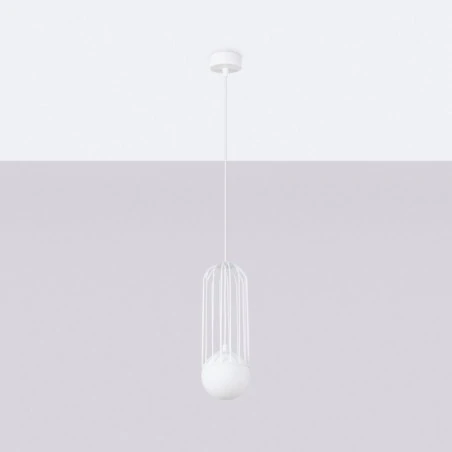 Lampy-sufitowe - lampa wisząca biała kula industrialna brina 1 sollux sl.1331 