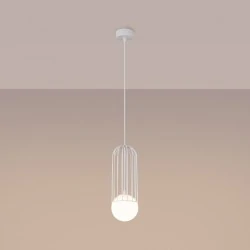 Lampy-sufitowe - lampa wisząca biała kula industrialna brina 1 sollux sl.1331 