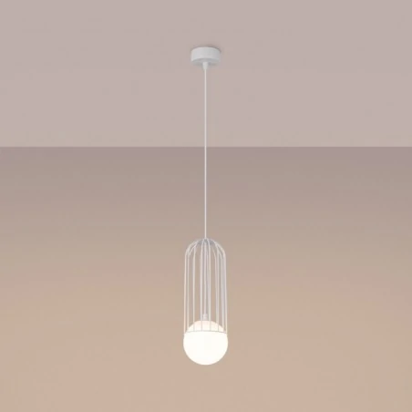 Lampy-sufitowe - lampa wisząca biała kula industrialna brina 1 sollux sl.1331 