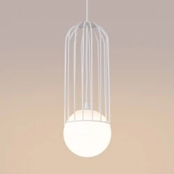Lampy-sufitowe - lampa wisząca biała kula industrialna brina 1 sollux sl.1331 