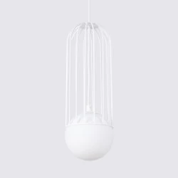 Lampy-sufitowe - lampa wisząca biała kula industrialna brina 1 sollux sl.1331 