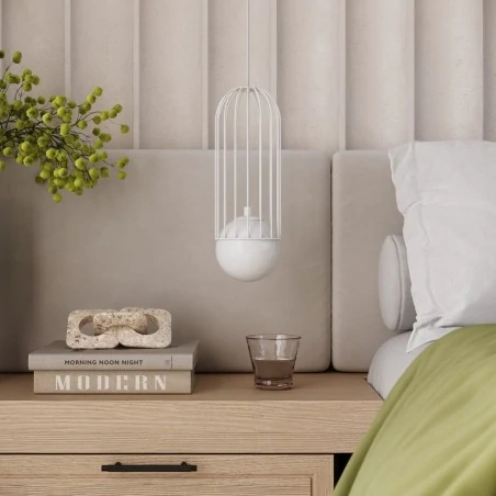 Lampy-sufitowe - lampa wisząca biała kula industrialna brina 1 sollux sl.1331 