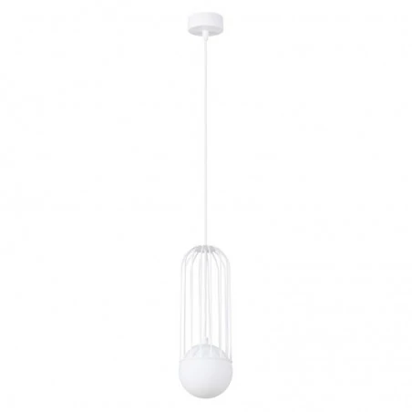 Lampy-sufitowe - lampa wisząca biała kula industrialna brina 1 sollux sl.1331 