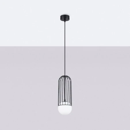 Lampy-sufitowe - lampa wisząca sufitowa industrialna czarna brina sl.1332 sollux 