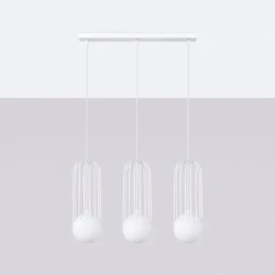 Lampy-sufitowe - lampa wisząca  ażurowe białe kule g9 brina 3l biała sollux sl.1333 