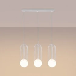 Lampy-sufitowe - lampa wisząca  ażurowe białe kule g9 brina 3l biała sollux sl.1333 