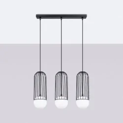 Lampy-sufitowe - lampa wisząca 3 kule industrialna do salonu brina 3l czarna sollux sl.1334 