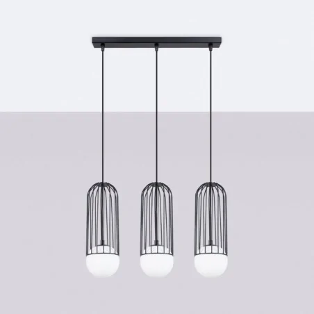 Lampy-sufitowe - lampa wisząca 3 kule industrialna do salonu brina 3l czarna sollux sl.1334 
