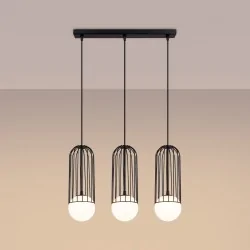 Lampy-sufitowe - lampa wisząca 3 kule industrialna do salonu brina 3l czarna sollux sl.1334 