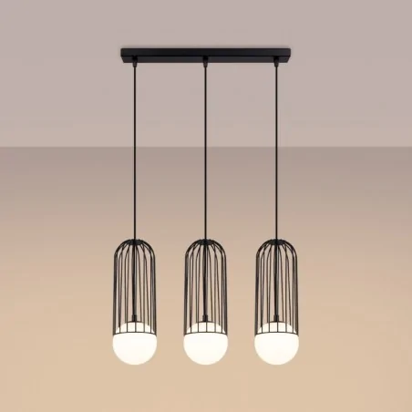 Lampy-sufitowe - lampa wisząca 3 kule industrialna do salonu brina 3l czarna sollux sl.1334 
