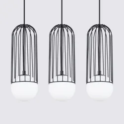Lampy-sufitowe - lampa wisząca 3 kule industrialna do salonu brina 3l czarna sollux sl.1334 