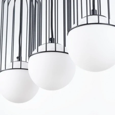Lampy-sufitowe - lampa wisząca 3 kule industrialna do salonu brina 3l czarna sollux sl.1334 
