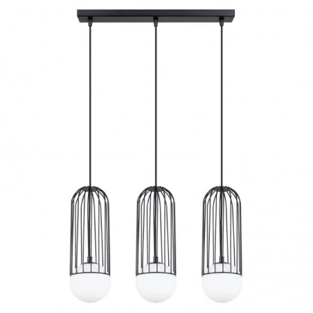 Lampy-sufitowe - lampa wisząca 3 kule industrialna do salonu brina 3l czarna sollux sl.1334 