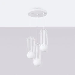 Lampy-sufitowe - lampa wisząca ażurowa biała industrial 3 kule brina 3p sollux sl.1335 