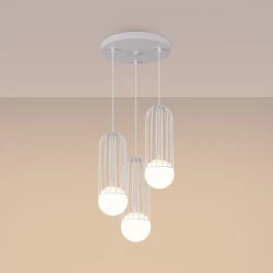 Lampy-sufitowe - lampa wisząca ażurowa biała industrial 3 kule brina 3p sollux sl.1335 