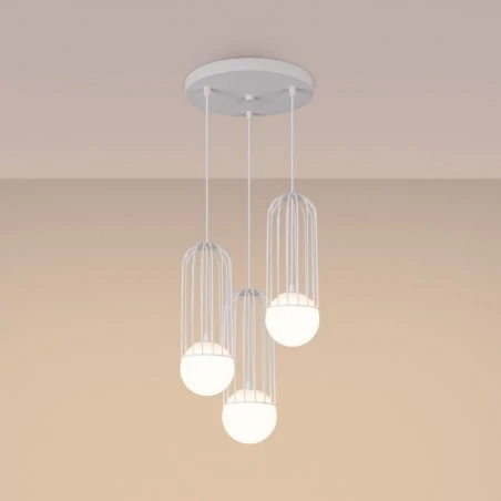 Lampy-sufitowe - lampa wisząca ażurowa biała industrial 3 kule brina 3p sollux sl.1335 