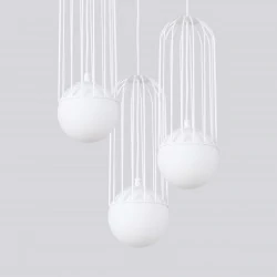 Lampy-sufitowe - lampa wisząca ażurowa biała industrial 3 kule brina 3p sollux sl.1335 