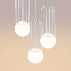 Lampy-sufitowe - lampa wisząca ażurowa biała industrial 3 kule brina 3p sollux sl.1335 