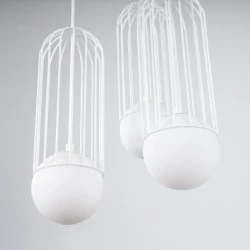 Lampy-sufitowe - lampa wisząca ażurowa biała industrial 3 kule brina 3p sollux sl.1335 