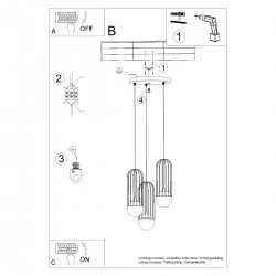 Lampy-sufitowe - lampa wisząca ażurowa biała industrial 3 kule brina 3p sollux sl.1335 