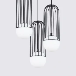 Lampy-sufitowe - lampa wisząca potrójna industrialne kule brina 3p czarna sollux sl.1336 