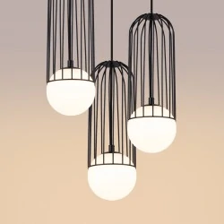 Lampy-sufitowe - lampa wisząca potrójna industrialne kule brina 3p czarna sollux sl.1336 
