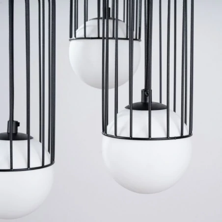 Lampy-sufitowe - lampa wisząca potrójna industrialne kule brina 3p czarna sollux sl.1336 
