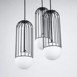 Lampy-sufitowe - lampa wisząca potrójna industrialne kule brina 3p czarna sollux sl.1336 
