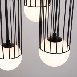 Lampy-sufitowe - lampa wisząca potrójna industrialne kule brina 3p czarna sollux sl.1336 