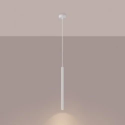 Lampy-sufitowe - lampa wisząca biała tuba karbowana g9 arche 1 sollux sl.1337 