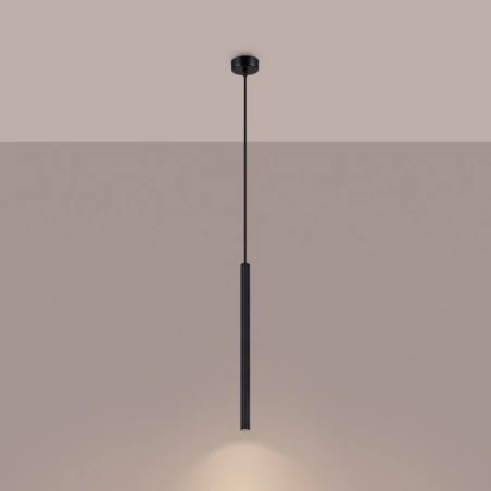 Lampy-sufitowe - lampa wisząca czarna karbowana tuba długa arche 1 sollux sl.1338 