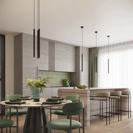 Lampy-sufitowe - lampa wisząca czarna karbowana tuba długa arche 1 sollux sl.1338 