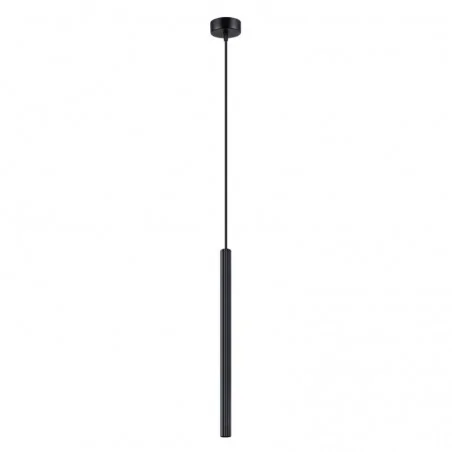 Lampy-sufitowe - lampa wisząca czarna karbowana tuba długa arche 1 sollux sl.1338 