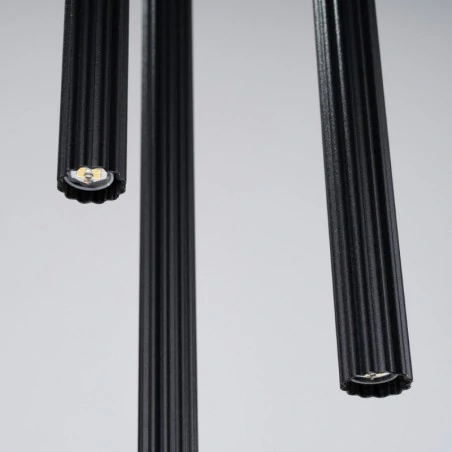 Lampy-sufitowe - lampa wisząca 3 długie tuby czarne falowane arche 3p sollux sl.1341 