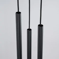 Lampy-sufitowe - lampa wisząca 3 długie tuby czarne falowane arche 3p sollux sl.1341 