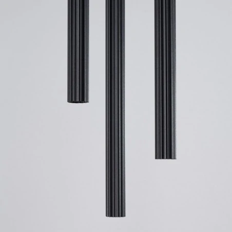 Lampy-sufitowe - lampa wisząca 3 długie tuby czarne falowane arche 3p sollux sl.1341 