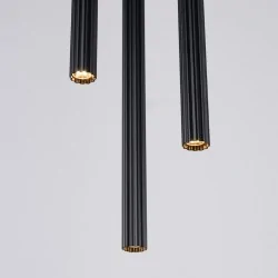 Lampy-sufitowe - lampa wisząca 3 długie tuby czarne falowane arche 3p sollux sl.1341 