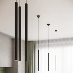 Lampy-sufitowe - lampa wisząca 3 długie tuby czarne falowane arche 3p sollux sl.1341 