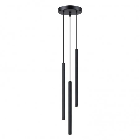 Lampy-sufitowe - lampa wisząca 3 długie tuby czarne falowane arche 3p sollux sl.1341 