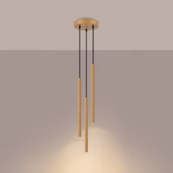 Lampy-sufitowe - lampa wisząca 3 złote karbowane tuby arche 3p sollux sl.1342 