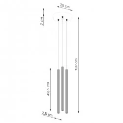 Lampy-sufitowe - lampa wisząca 3 złote karbowane tuby arche 3p sollux sl.1342 